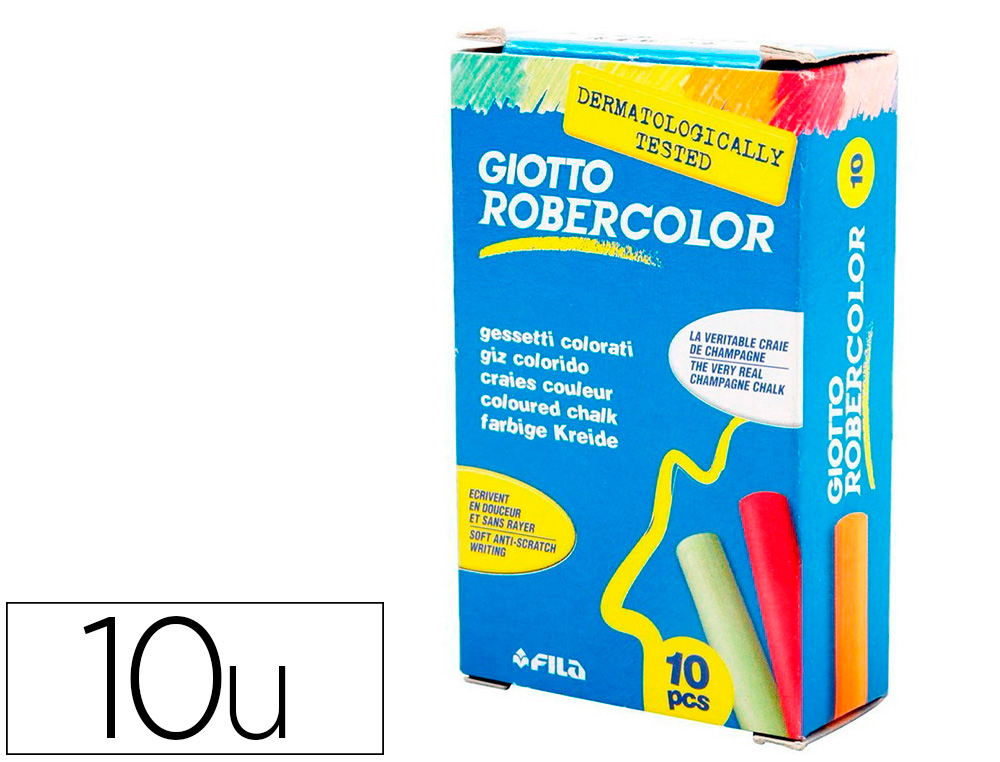 TIZA COLOR ANTIPOLVO ROBERCOLOR CAJA DE 10 UNIDADES