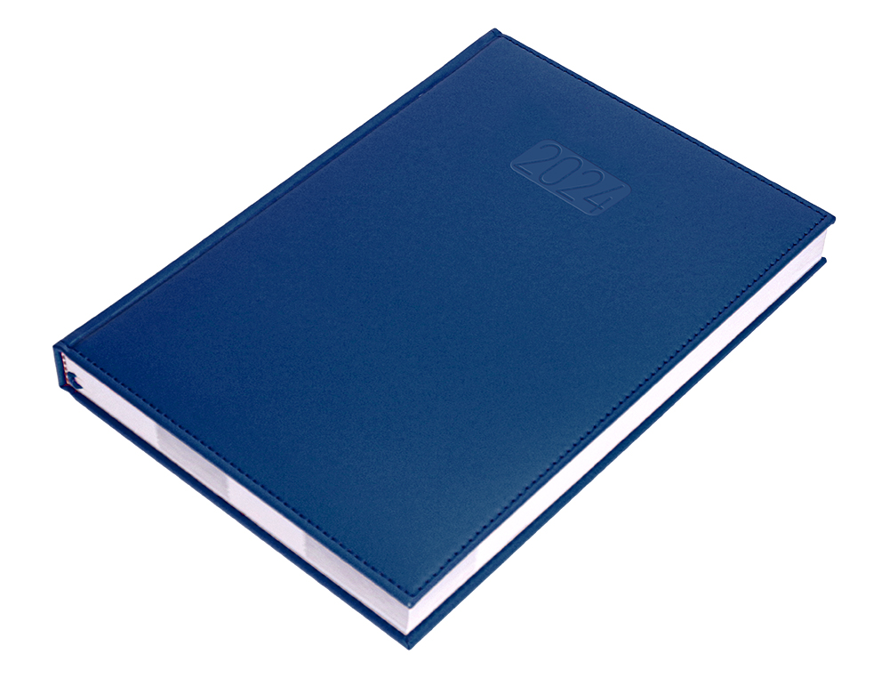 AGENDA ENCUADERNADA LIDERPAPEL CRETA 17X24 CM 2024 SEMANA VISTA COLOR AZUL PAPEL 70 GR