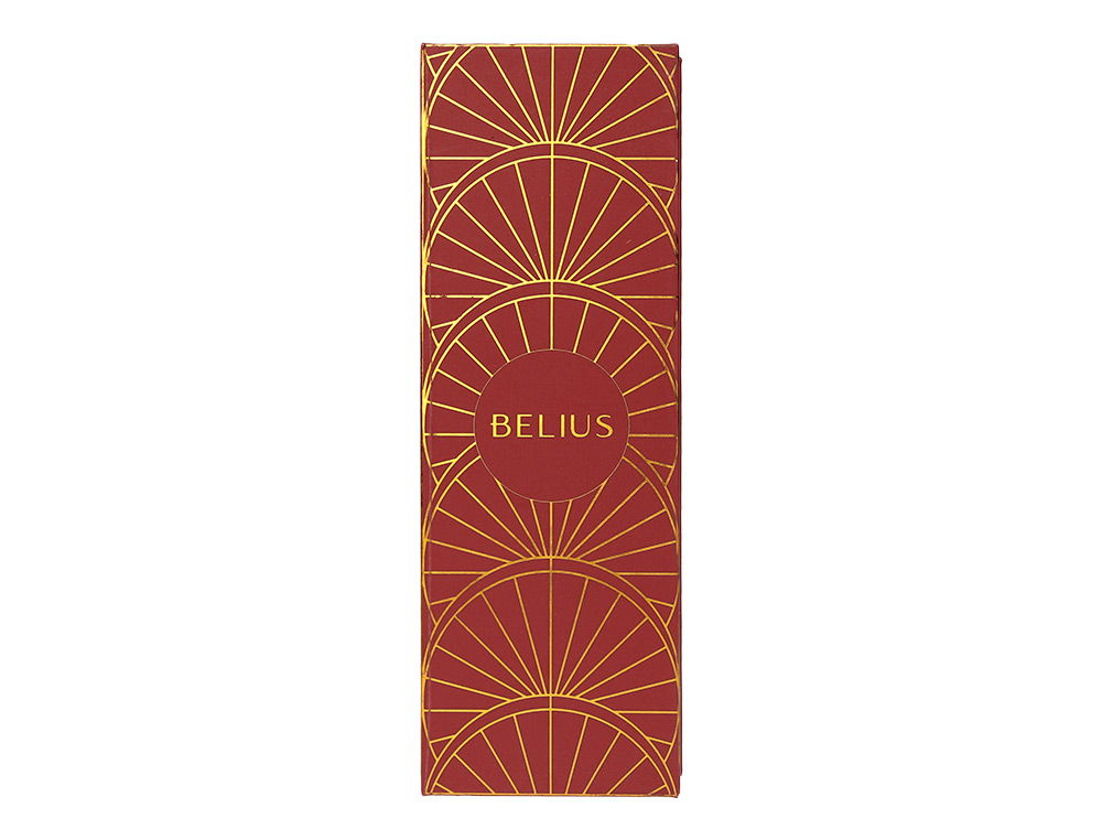 PLUMA BELIUS SOIREE ALUMINIO COLOR ART DECO GRANATE Y DORADO TINTA AZUL CAJA DE DISEÑO