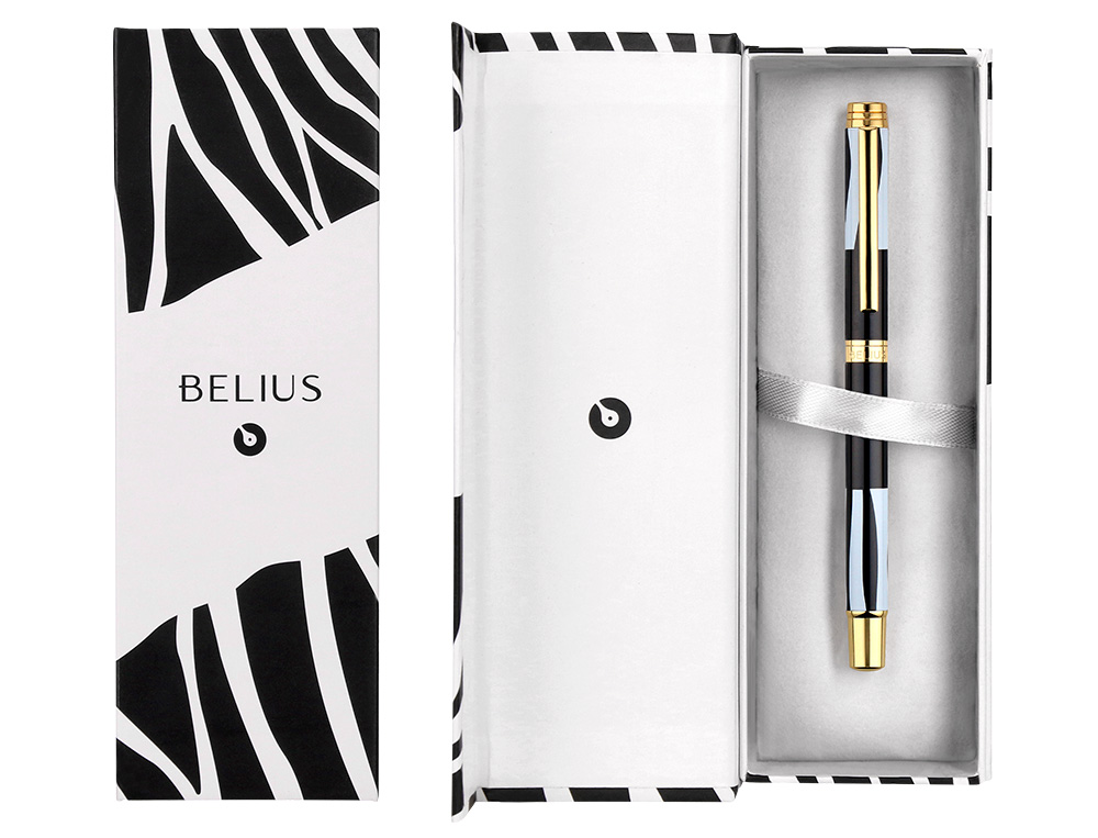 ROLLER BELIUS DUALITA CUERPO BLANCO COLOR NEGRO TINTA NEGRA CAJA DE DISEO