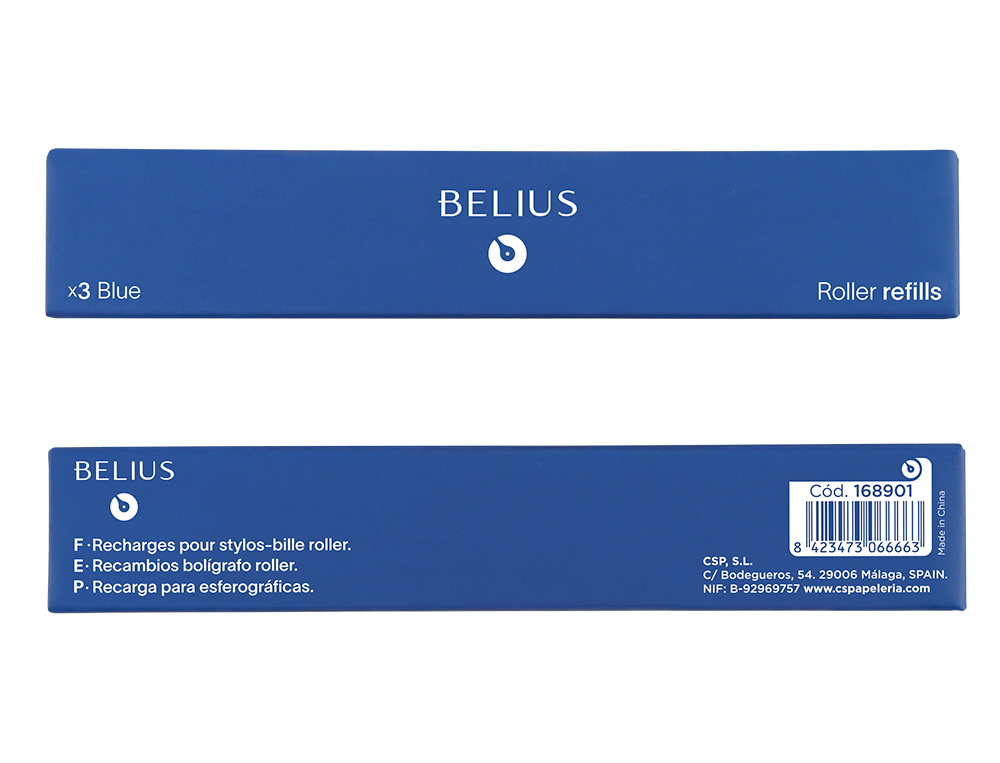 RECAMBIO ROLLER BELIUS AZUL 0,7 MM CAJA 3 UNIDADES