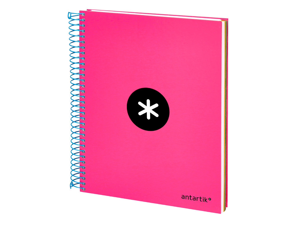 CUADERNO ESPIRAL A5 MICRO ANTARTIK TAPA FORRADA 120H 90 GR CUADRO 5MM 5 BANDA S 6 TALADROS COLOR ROSA