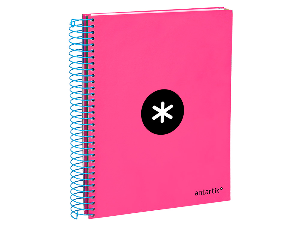 CUADERNO ESPIRAL A5 MICRO ANTARTIK TAPA FORRADA 120H 90 GR CUADRO 5MM 5 BANDA S 6 TALADROS COLOR ROSA