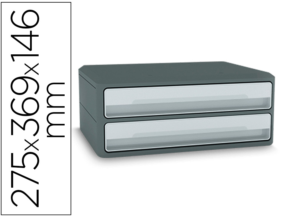 FICHERO CAJONES DE SOBREMESA CEP MOOV UP RECICLADO 80% 2 CAJONES COLOR GRIS 275X369X146 MM