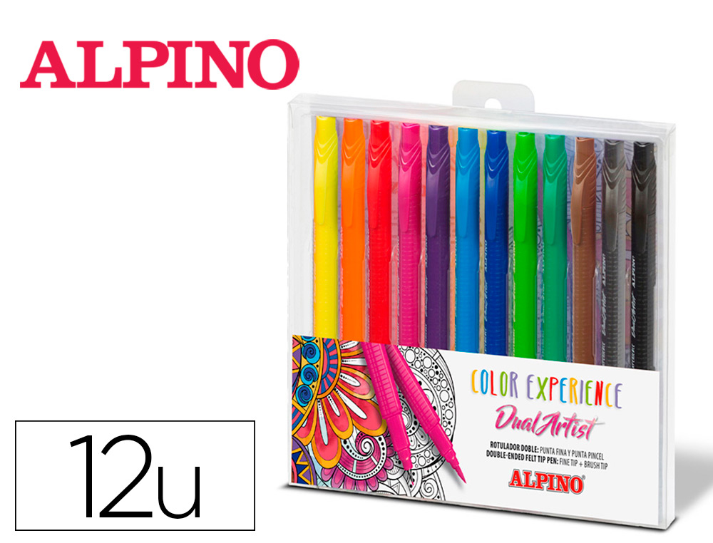 ROTULADOR ALPINO DUAL ARTIST COLOR EXPERIENCE ESTUCHE DE 12 UNIDADES COLORES SURTIDOS