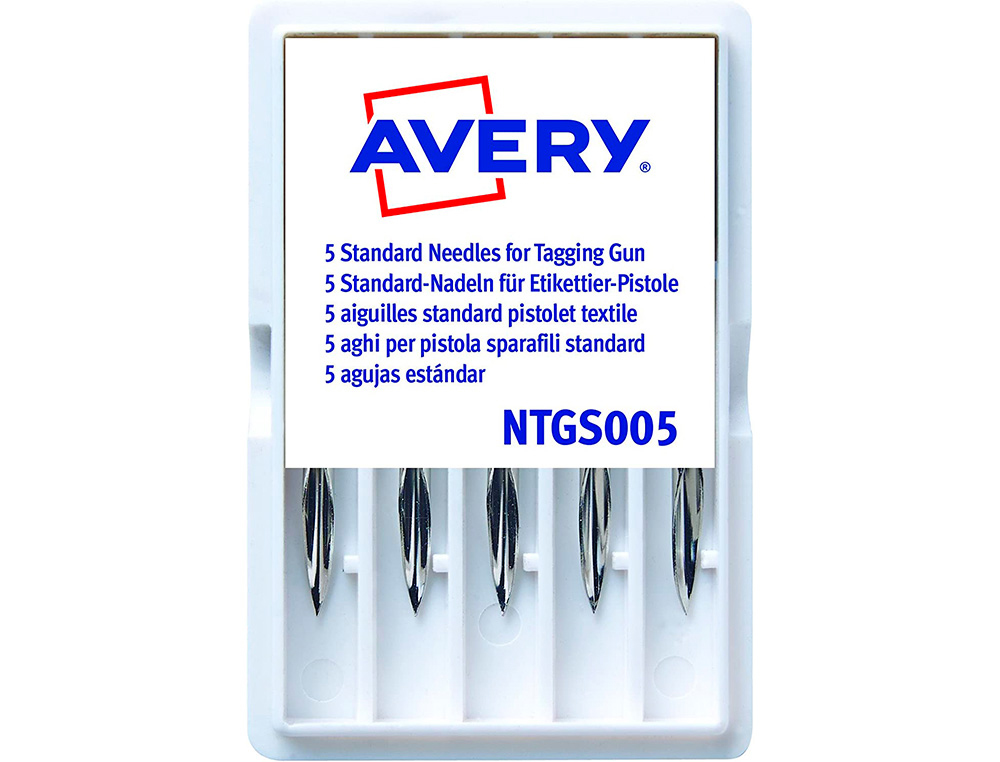 REPUESTO DE AGUJA AVERY CORTA ESTANDAR BASE PLASTICO PARA PISTOLA DE NAVETES TGS005 CAJA DE 5 UNIDADES