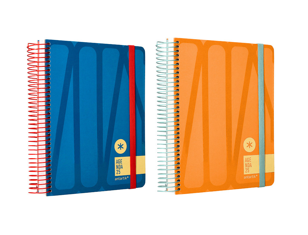 AGENDA ESPIRAL ANTARTIK BOLD A5+ 2025 DIA PAGINA COLORES AZUL Y MELOCOTON SURTIDOS PAPEL 80 GR