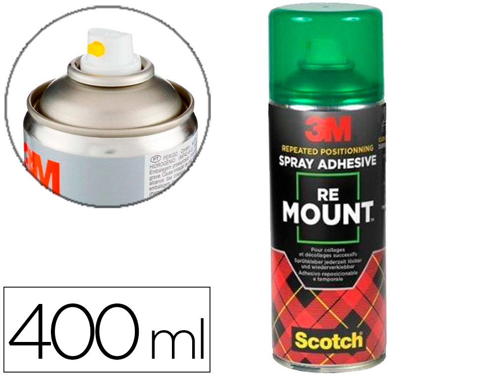 PEGAMENTO 3M SPRAY REMOUNT ADHESIVO REPOSICIONABLE INDEFINIDAMENTE BOTE DE 400 ML