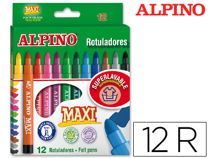 ROTULADOR ALPINO MAXI CAJA DE 12 COLORES SURTIDOS