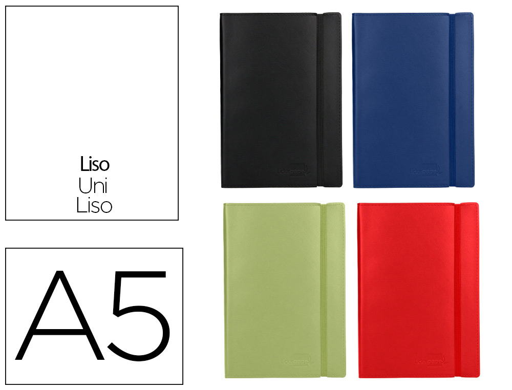 LIBRETA LIDERPAPEL SIMIL PIEL A5 120 HOJAS 70G/M2 LISO COLORES SURTIDOS