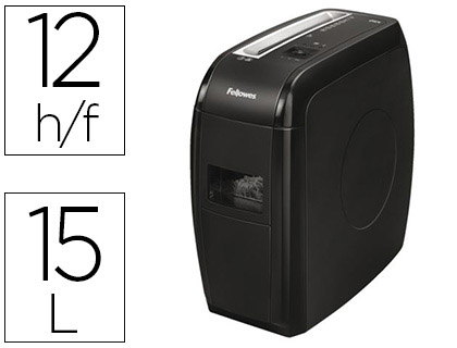 DESTRUCTORA DE DOCUMENTOS FELLOWES 21CS CAPACIDAD DE CORTE 12 H DESTRUYE GRAPAS TARJETAS CREDITO Y CLIPS 15L
