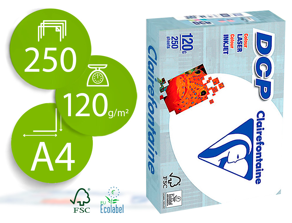 PAPEL FOTOCOPIADORA CLAIREFONTAINE DIN A4 120 GRAMOS PAQUETE DE 250 HOJAS