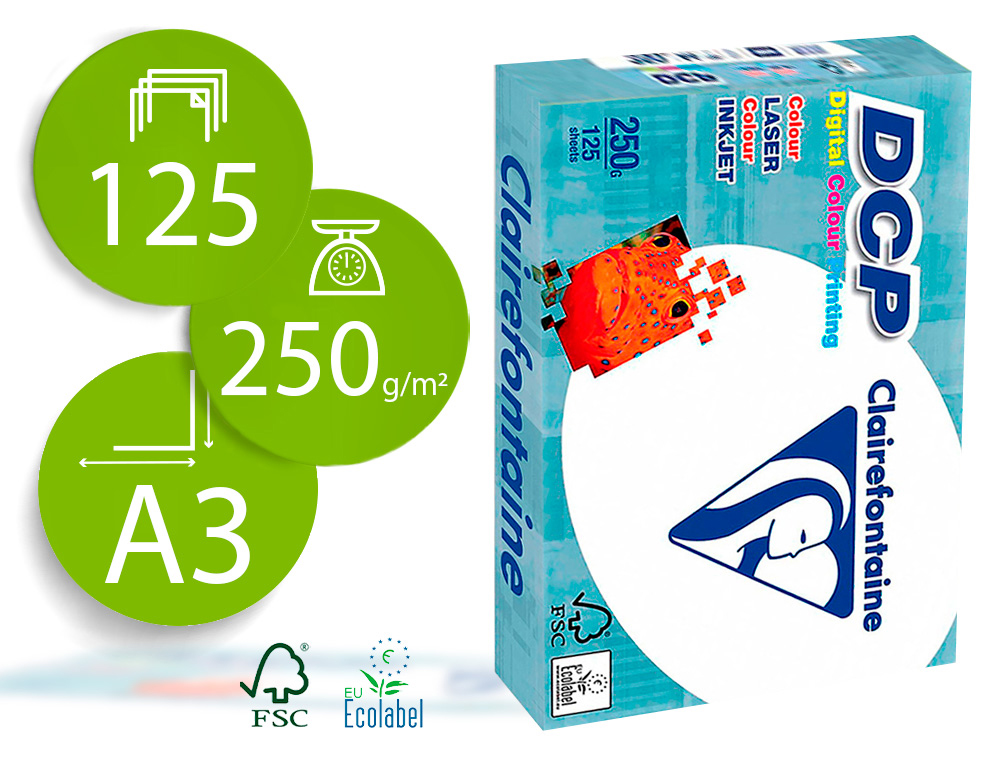 PAPEL FOTOCOPIADORA CLAIREFONTAINE DIN A3 250 GRAMOS PAQUETE DE 125 HOJAS