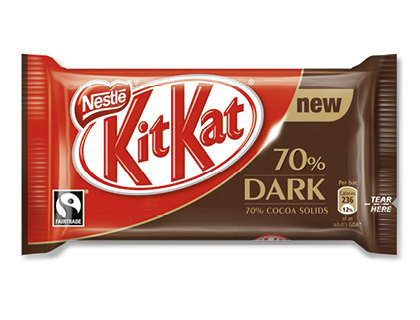 KIT KAT NESTLE DARK 70% CACAO PAQUETE DE 4 BARRITAS 41,5 GR